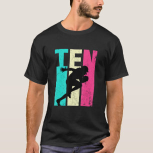 10th Birthday Retro Football 10 Years Old Birthda T-Shirt