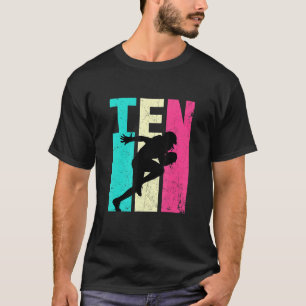 10th Birthday Retro Football 10 Years Old Birthda T-Shirt