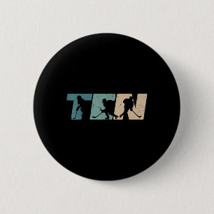 10th Birthday Retro Ice Hockey 10 Years Old Boy Gi Button