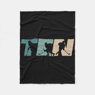 10th Birthday Retro Ice Hockey 10 Years Old Boy Gi Fleece Blanket