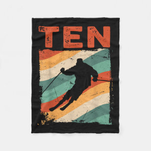 10th Birthday Retro Ski Skiing 10 Year Old Boys Gi Fleece Blanket