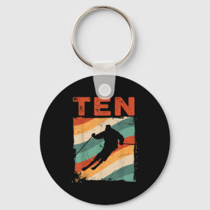 10th Birthday Retro Ski Skiing 10 Year Old Boys Gi Keychain