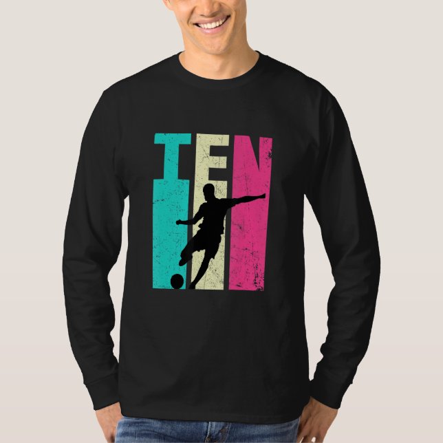 10th Birthday Retro Soccer  10 Years Old Birthday T-Shirt (Front)