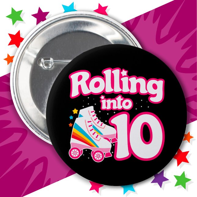 10th Birthday Roller Skating 10 Years Old Skate Button (Creator Uploaded)