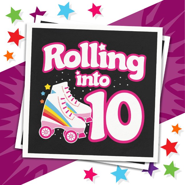 10th Birthday Roller Skating 10 Years Old Skate Napkins (Creator Uploaded)