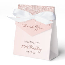 10th Birthday rose gold glitter glam thank you Favor Boxes