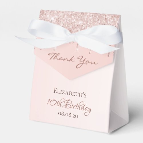 10th Birthday rose gold glitter glam thank you Favor Boxes