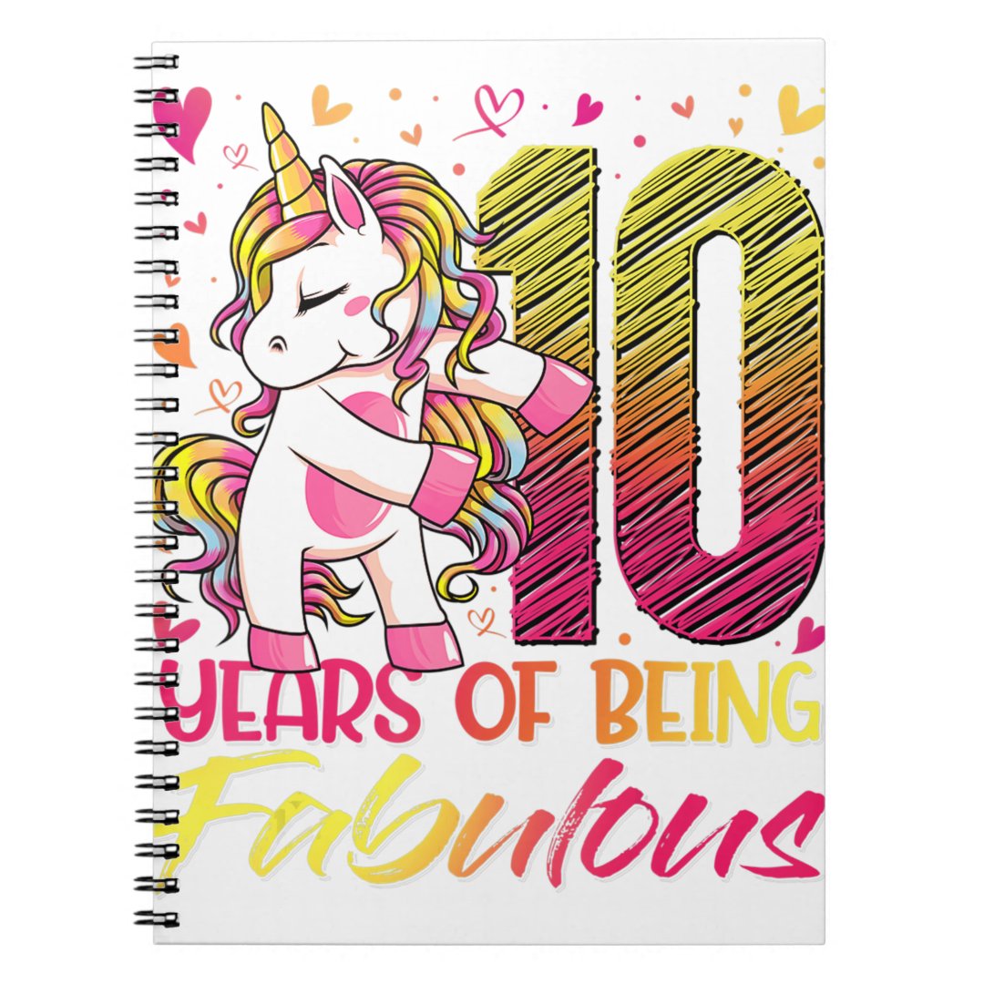 10th Birthday Shirt 10 Year Old Girl Flossing Unic Notebook Zazzle