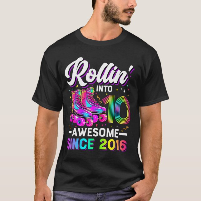 10th Birthday Shirt Girl 10 Year Old Roller Skate  (Front)