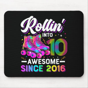 10th Birthday Shirt Girl 10 Year Old Roller Skate  Mouse Pad