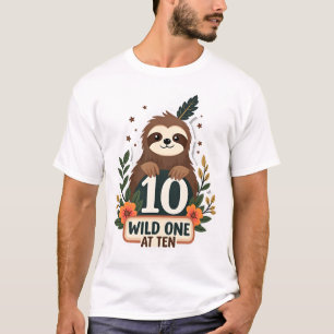 10th Birthday Sloth Vintage Wild One Shirt