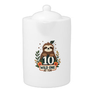 10th Birthday Sloth Vintage Wild One Shirt Teapot