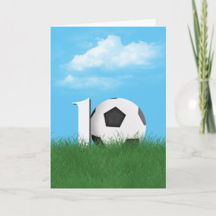 10th Birthday Soccer Ball In Green Grass Card