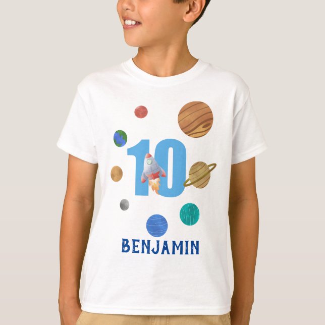 10th Birthday Solar System Planets T-Shirt (Front)