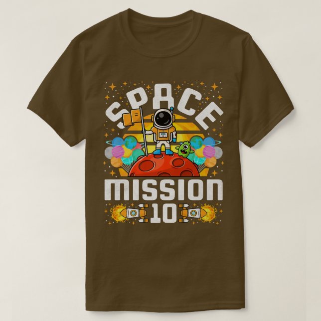 10th Birthday Space Mission 10 Years Old Astronaut T-Shirt (Design Front)