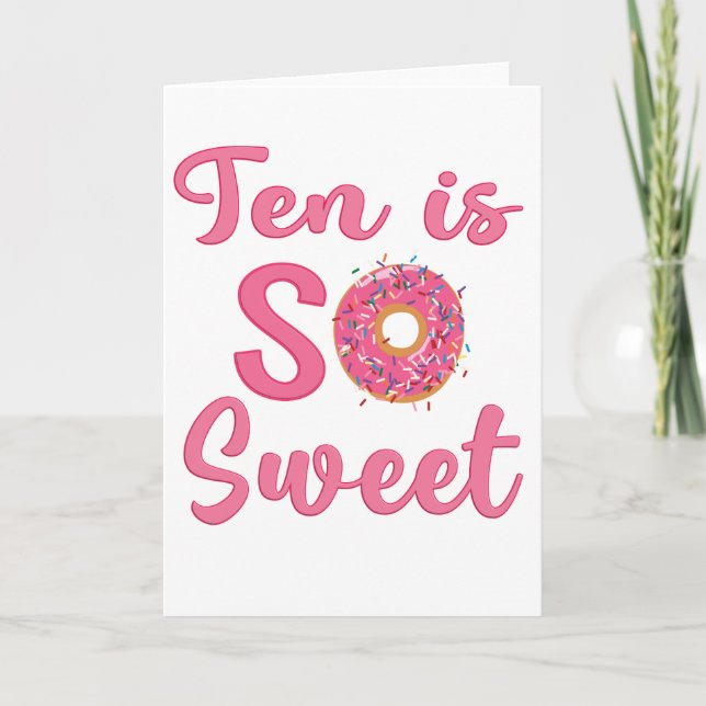 10th Birthday Sweet Donut 10 Years Old Girl Gift Card (Front)