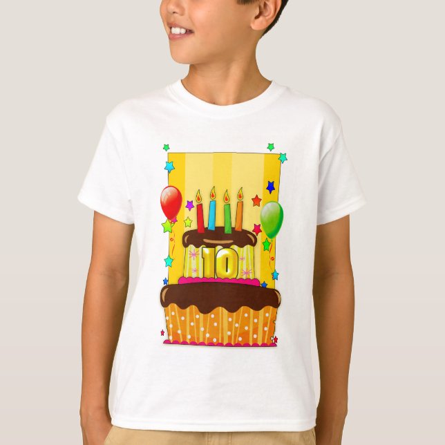 10th birthday t shirt - birthday cake t shirt - 10 (Front)