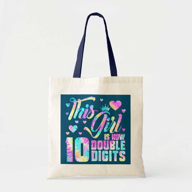 10th Birthday This Girl Is Now 10 Double Digits Tote Bag (Front)