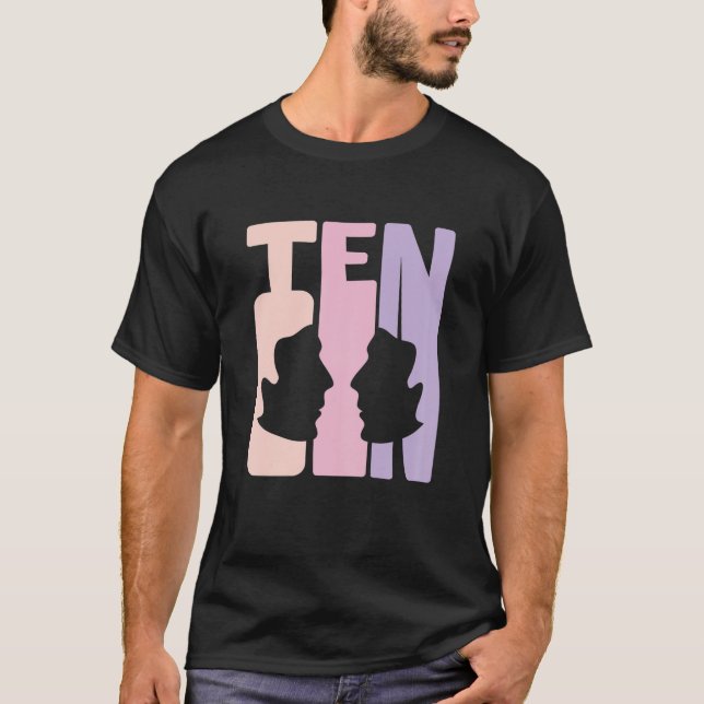10Th Birthday Twins Gemini Zodiac Girl 10 Years Ol T-Shirt (Front)