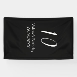 10th birthday white black name date calligraphy  banner