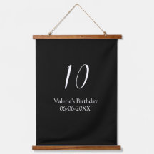 10th birthday white black name date calligraphy