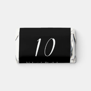 10th birthday white black name date calligraphy hershey's miniatures