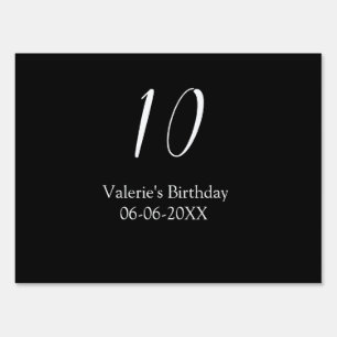 10th birthday white black name date calligraphy  sign