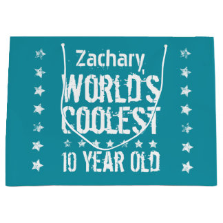 10th Birthday World's Coolest 10 Year Old Teal E18 Large Gift Bag