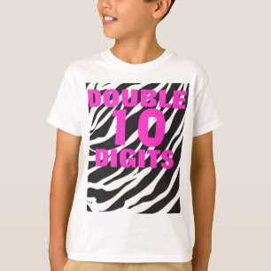 10th Birthday - Zebra and Hot Pink Double Digit T T-Shirt