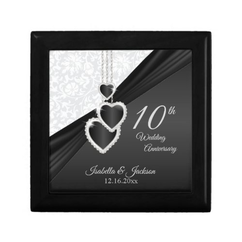 10th Black Onyx and White Wedding Anniversary Jewelry Box