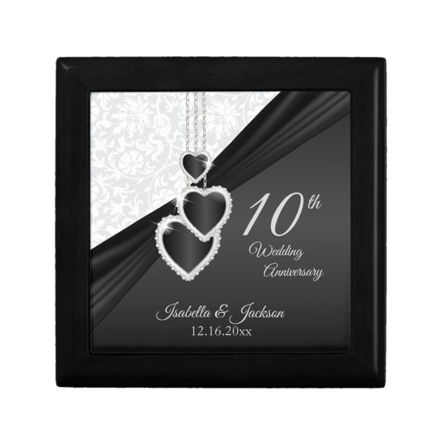 10th Black Onyx and White Wedding Anniversary Jewelry Box (Front)