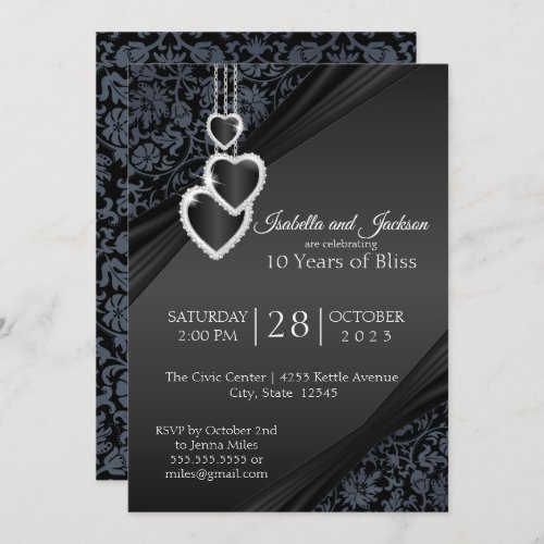 10th Black Onyx Anniversary Design Invitation