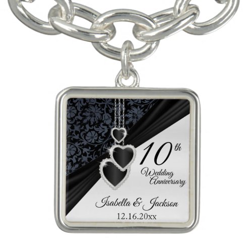 10th Black Onyx Wedding Anniversary Design Bracelet