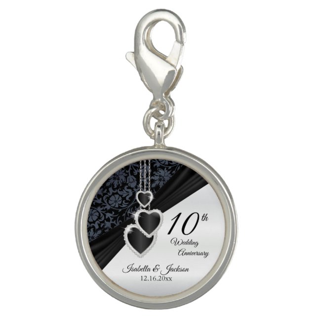 10th Black Onyx Wedding Anniversary Design Charm (Front)