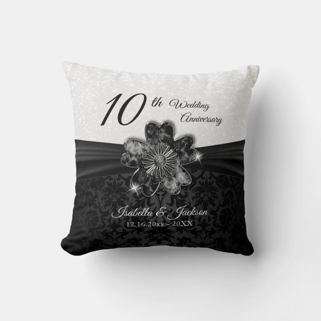 10th Black Onyx Wedding Anniversary Throw Pillow (Front)