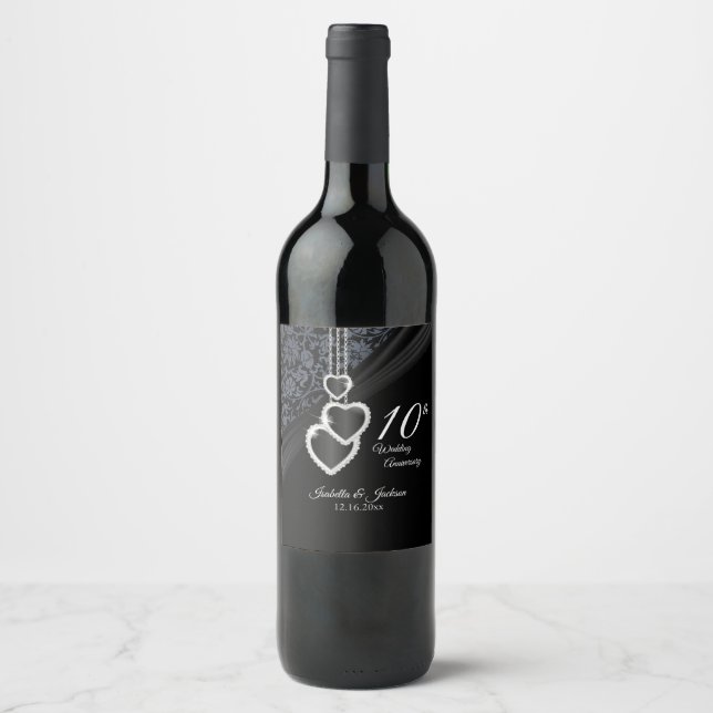10th Black Onyx Wedding Anniversary Wine Label (Front)