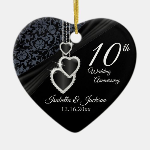 10th Black Onyx Wedding Anniversary with Photo Ceramic Ornament