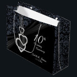 10th Black Onyx & White  Anniversary - Large Large Gift Bag<br><div class="desc">Large Gift Bag. 4 bags sizes are available. Featuring a 10th Black Onyx Wedding Anniversary Design ready for you to personalize. ⭐This Product is 100% Customizable. Graphics and / or text can be added, deleted, moved, resized, changed around, rotated, etc... 99% of my designs in my store are done in...</div>