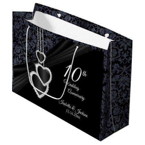 10th Black Onyx  White  Anniversary _ Large Large Gift Bag