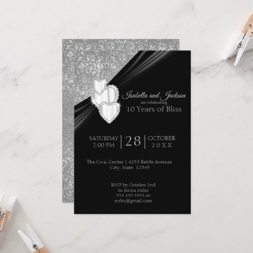 10th Black Onyx with Silver Accents Invitation