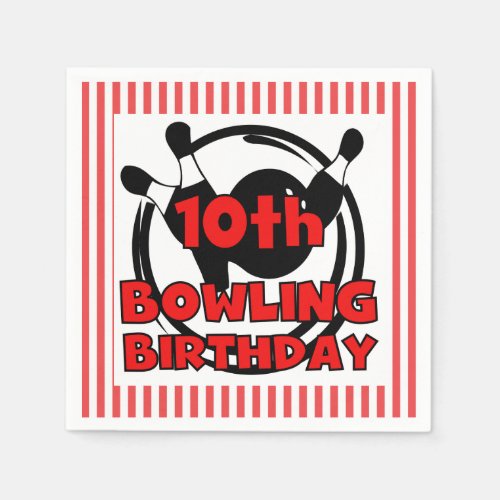 10th Bowling Sports Birthday Paper Napkins