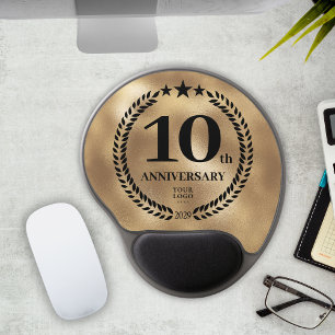 10th Business Anniversary Ten Years Gold Gel Mouse Pad