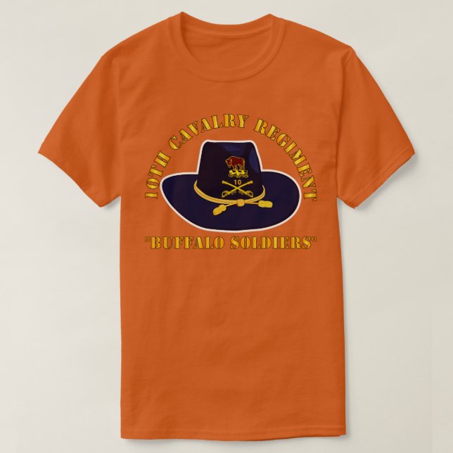 10th Cavalry Regiment w Cav Hat Buffalo Soldiers T-Shirt (Design Front)