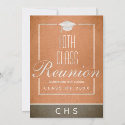 10th Class Reunion Elegant Script Orange Invitation