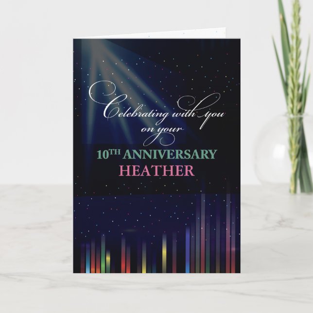 10th Employee Anniversary Sky, Customizable Black Card (Front)