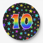 [ Thumbnail: 10th Event: Bold, Fun, Colorful Rainbow 10 Paper Plates ]