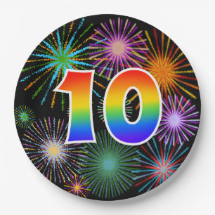 10th Event - Fun, Colorful, Bold, Rainbow 10 Paper Plates
