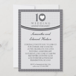 10th Heart Wedding Anniversary Invitation