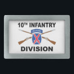 10th Infantry Division - Mountain - Crossed Rifles Rectangular Belt Buckle<br><div class="desc">10th Infantry Division - Mountain - Crossed Rifles</div>