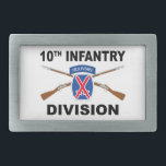 10th Infantry Division - Mountain - Crossed Rifles Rectangular Belt Buckle<br><div class="desc">10th Infantry Division - Mountain - Crossed Rifles</div>
